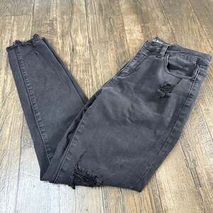 Judy Blue Womens Black Skinny Fit High Rise Distressed Jeans Size 9